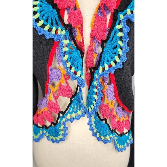 Muchael Simon Y2K Rainbow Crochet Floral Open Cardigan Size… - Picture 13 of 13